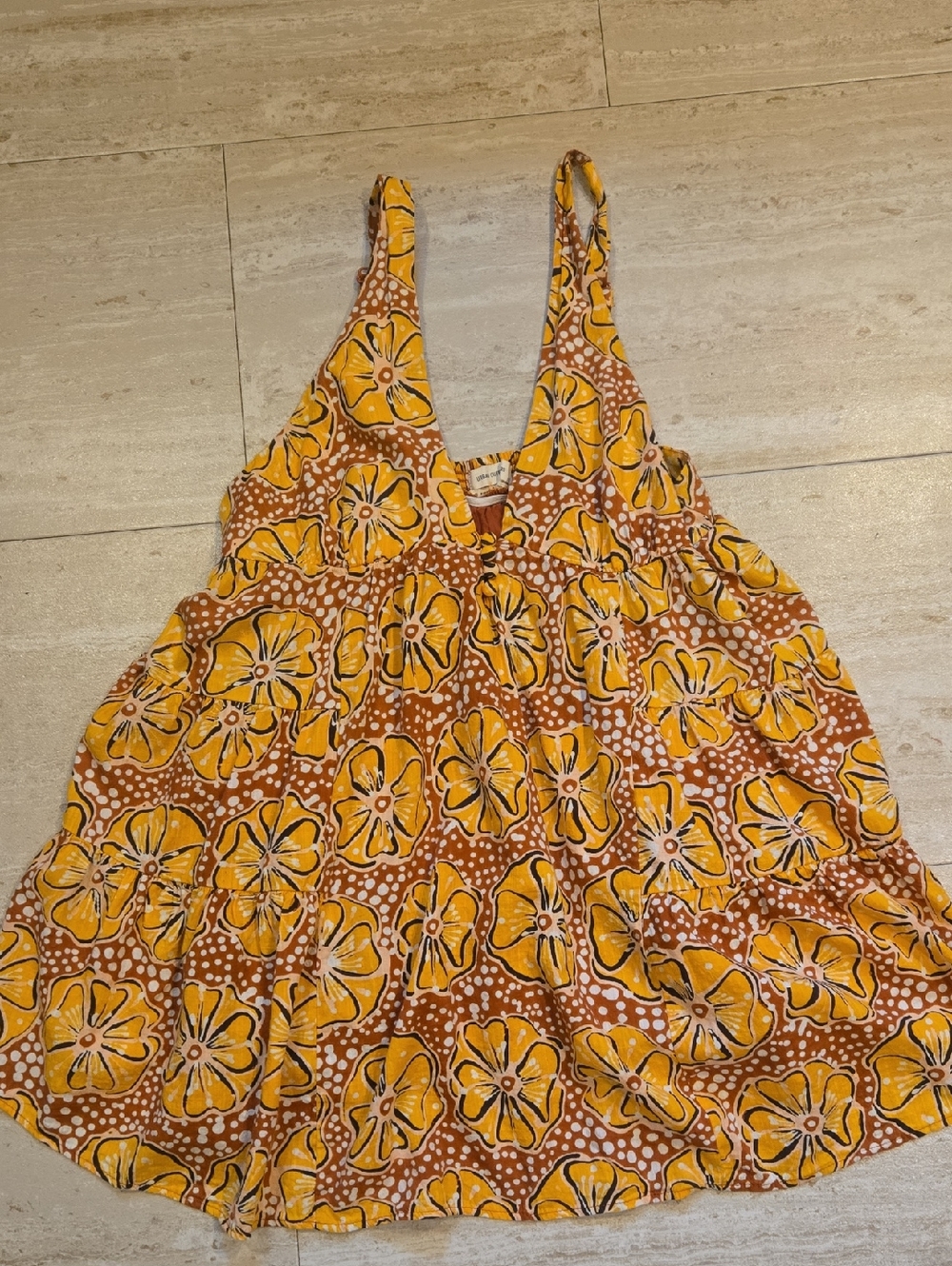 Urban Outfitters Floral Print Deep V Cut Flowy Festival Tunic Top